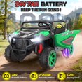 thumbnail image 6 of VIBESPARK 24 Volt 2 Seater Ride on Toys for Kids, Powered Ride on Cars with Remote Control, Electric UTV Car for 3-8 Boys Girls Gift w/ Bluetooth, LED Light, Music, Green, 6 of 8
