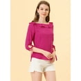 thumbnail image 2 of DARING DIVA Polka Dots Ruffled Neck 3/4 Sleeve Blouse Top S Hot Pink, 2 of 6