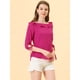thumbnail image 2 of Blusa de lunares Allegra K Media Manga Cuello con Volantes Rosa Caliente M, 2 of 5
