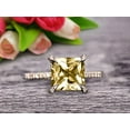 thumbnail image 1 of Champagne Moissanite Diamond Engagement Ring-Solid 10k Rose Gold 1.80 Carat 7mm Princess Cut Art Deco Design, 1 of 5