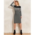 thumbnail image 5 of PrettyGuide Women's Boat Neck Bodycon Sweater Dress Long Sleeve Slim Fit Solid Ribbed Knit Midi Pullover Dresses, 5 of 7