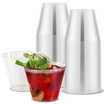 9 oz Clear Disposable Plastic Cups (100 Pack) Elegant Tumblers Glasses for Birthday Parties, Weddings, Holidays, Dessert Tumbler, Bulk Drinking Cup for Fruit Punch, Cocktails, Wine - Stock Your Home
