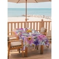thumbnail image 2 of Outdoor Tablecloth with Umbrella Hole for Patio/Picnic/Party/Camping, Farmhouse Flowers Waterproof Table Cloth Rectangle Table Cover Washable, Spring Watercolor Purple Pink Floral Beige (52"x 70"), 2 of 8