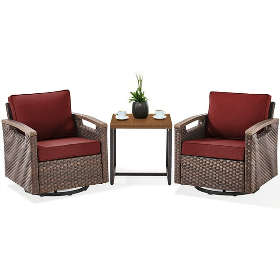 Bellefurn Outdoor Swivel Rocker Patio Chairs,Patio Swivel Chairs Set of 2,Swivel Glider Lounge Chairs with Side Table Patio Furniture Set for Outdoor,Balcony,Front Porch,Firepit Area