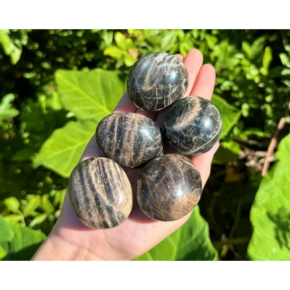 Black Moonstone Hand Polished Palmstones, 'A' Grade Black Moonstone Pebbles