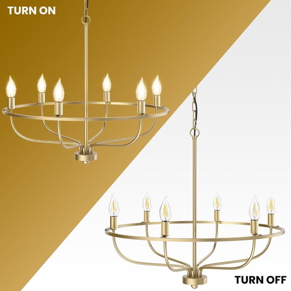 Laboreducer Chandeliers for Dining Room 6 Lights Height Adjustable Ceiling Light Fixture Mid-Century Chandelier