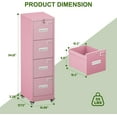 thumbnail image 3 of Aobabo File Cabinet 4 Drawer with Wheels, Lockable Office Metal Filing Cabinet with Name Card for Office and Home,Assembly Required,Pink, 3 of 9