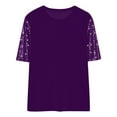 thumbnail image 3 of cocolona Womens Velvet Tops Summer Sequin Short Sleeve Crew Neck T-shirts Fashion Casual Loose Blouses Basic Tees, 3 of 4