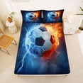 thumbnail image 5 of Erosebridal Boys Ball Games Bed Sheets,Orange Blue Lightning King Sheets For Kids 4 Pieces, 5 of 6