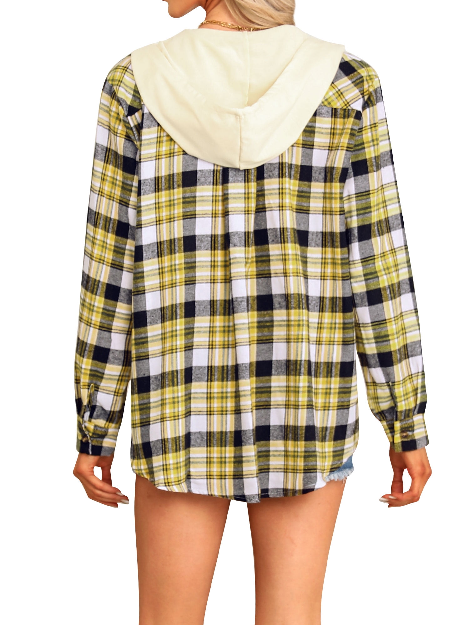 ZXSXSY Women Plaid Print Long Sleeve Single-Breasted