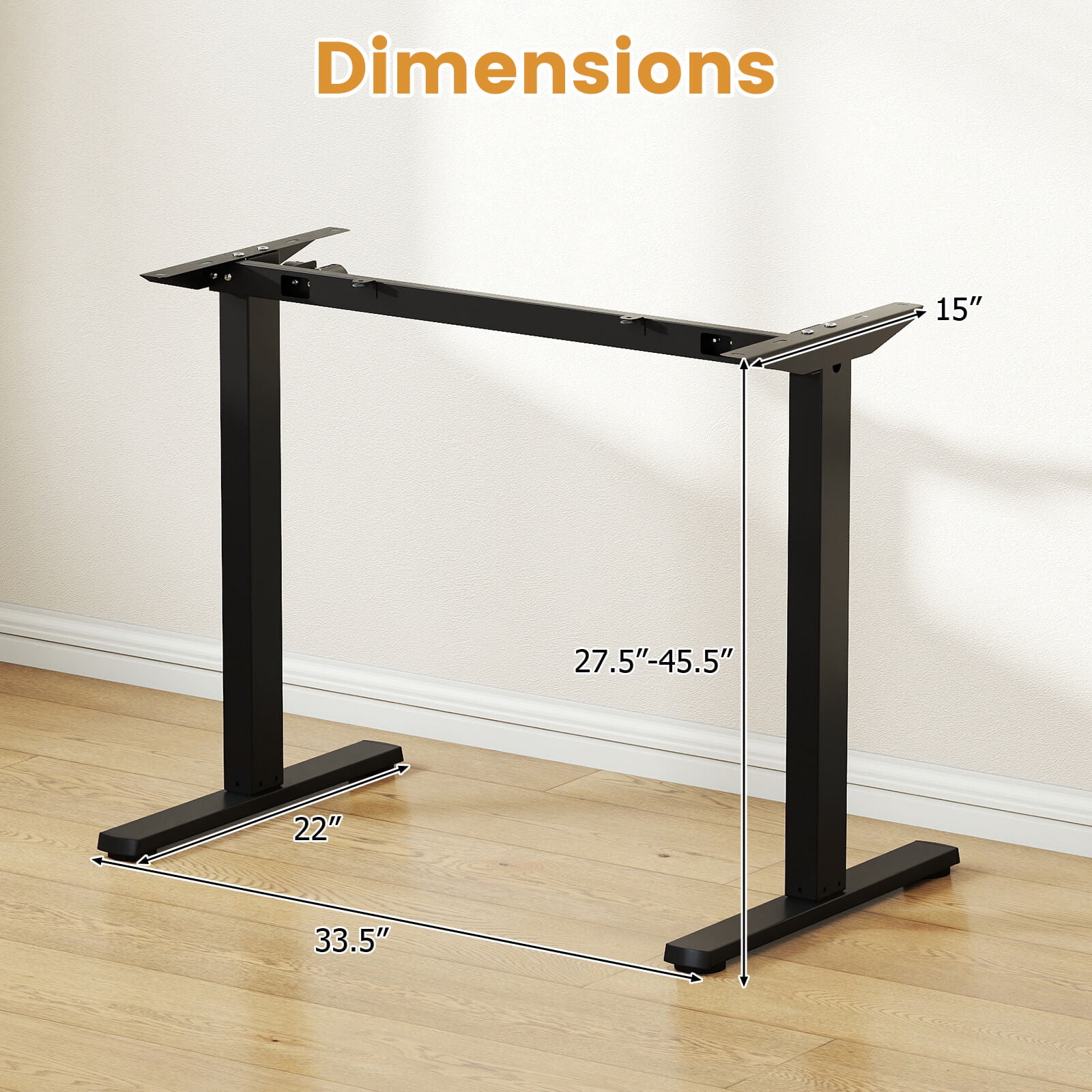 Costway Electric Standing Desk Frame with LED Display Memory Positions for 40”-48” Desktop Black