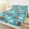 thumbnail image 3 of Feelyou Cute Cartoon Walrus Queen Sheet Sets, Kawaii Ocean Animal Sealife Flat Sheet, Dreamy Cloud Galaxy Queen Fitted Sheet, Microfiber Bedroom Decor, 4-Piece, 3 of 7