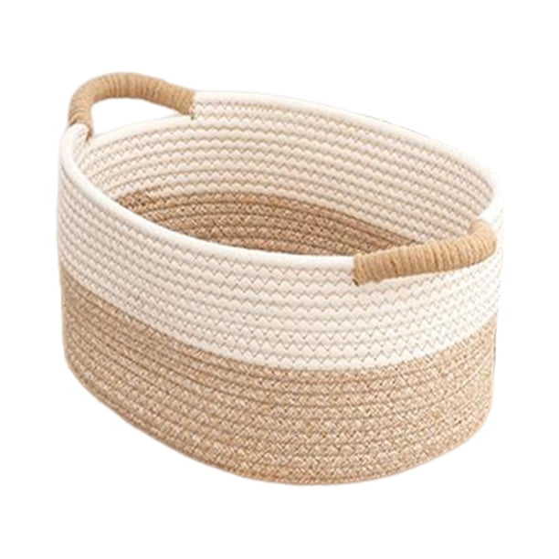 Cesta de cuerda de poliéster, resistente y hecha a mano, para dormitorio. 43cmx32cmx21.5cm