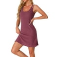 thumbnail image 4 of INSPIRE CHIC Women's Sleeveless Sleepwear Sleep Dress Ribbed Knit Night Shirt Chemise Nighties Nightgowns XS Burgundy, 4 of 6