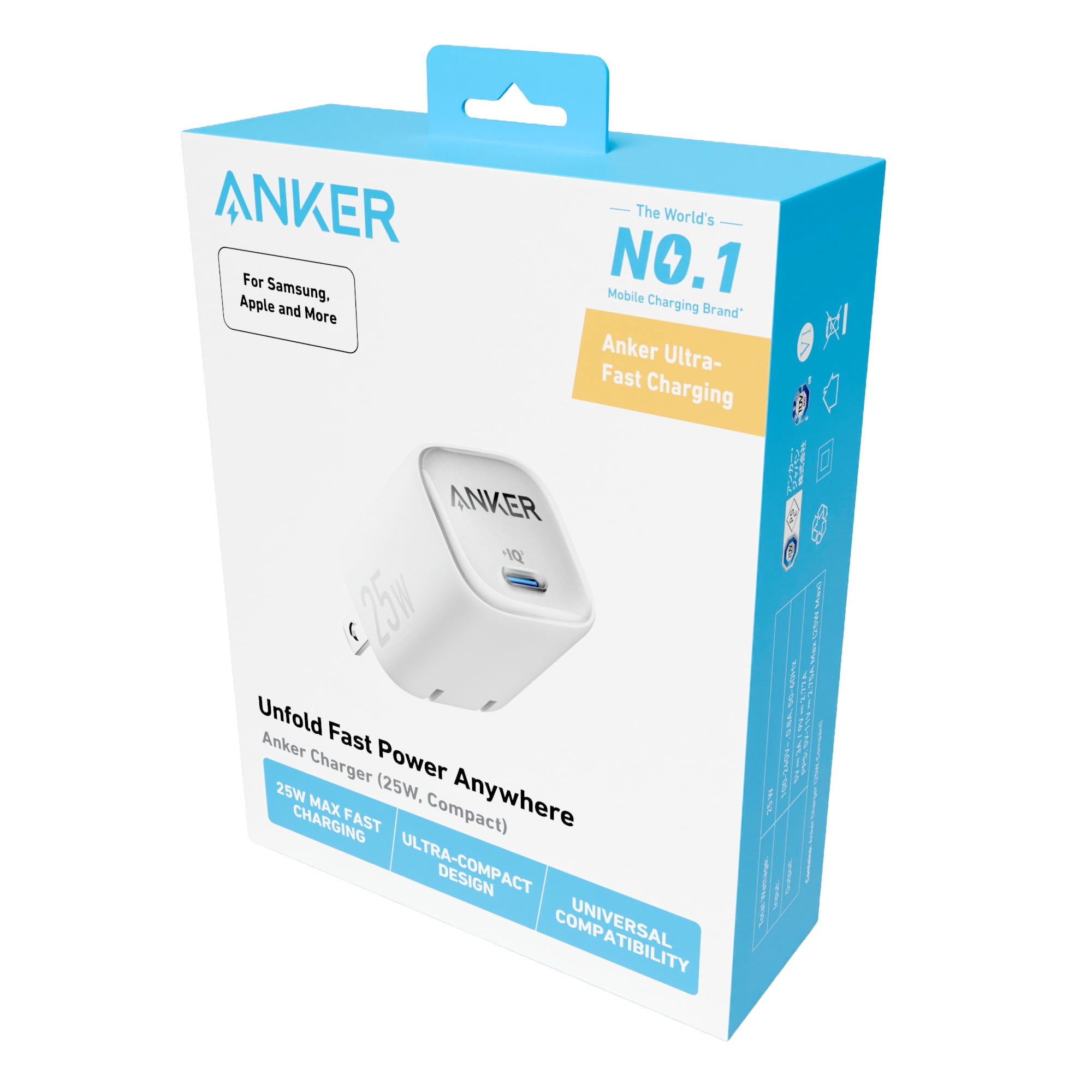 Anker 25W USB-C PPS Wall Charger, Compact Power Delivery Fast Charger, Black