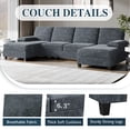 thumbnail image 4 of Walsunny U-Shaped Sectional Sofa Couch, 4 Seat U Shaped Oversized Clearance Sofa Set with Double Chaise for Living Room, Dark Gray, 4 of 8