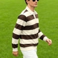 thumbnail image 6 of Sewkxo Women Striped Polo Sweatshirt Oversized Long Sleeve Rugby Shirts Fashion Fall Loose Color Block Pullover Tops,Brown M, 6 of 8