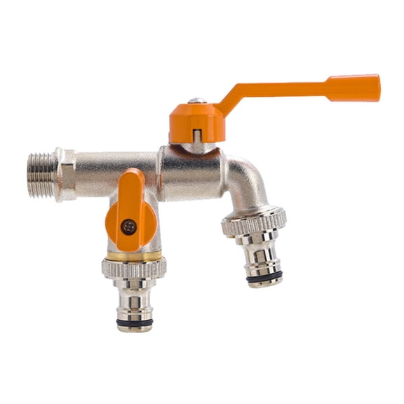 Outdoor Garden Water Faucet with Double Outlet Outside Wall Mounted Garden Water Faucet Brass Valves Outdoor Spigots