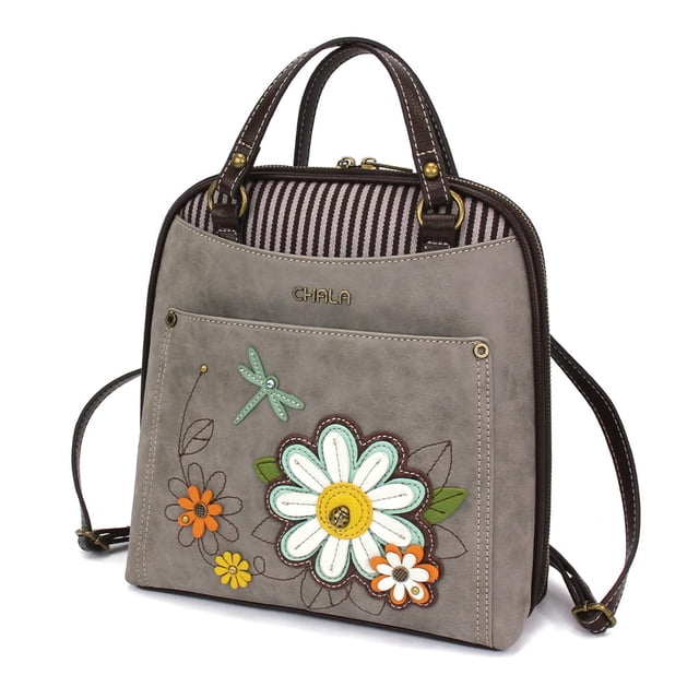 Mochila CHALA Convertible Daisy Grey de piel sintética
