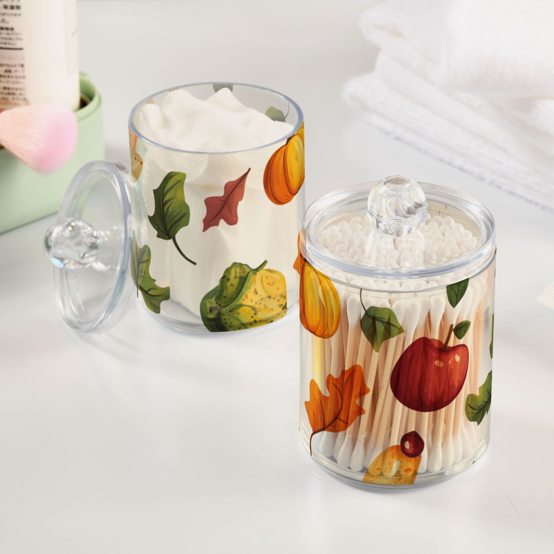 Ckdifva Thanks Giving Vegetable Storage Jar with Lid Acrylic Organization Storage Containers Set of 4