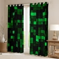 thumbnail image 3 of Homewish Black Green Rectangle Black Out Curtains for Kids, Fashion Buffalo Plaid Curtains Pack of 2 (42x63 Each), Chic Abstract Bedroom Curtains, Living Room Curtains Decor, 3 of 7