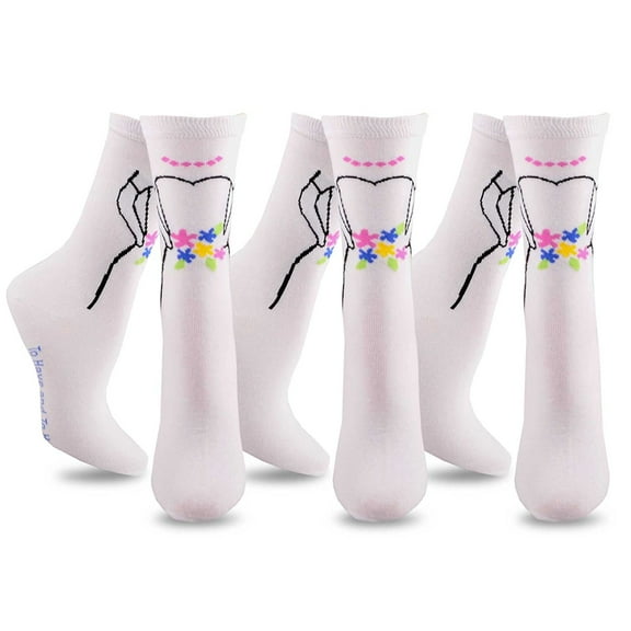 TeeHee Women's Wedding Cotton Crew Socks 3-Pack (Bride)