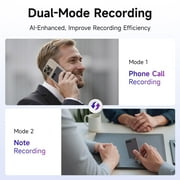 Soifcik AI Voice Recorder with GPT-4o Transcription & Summary, Magnetic Call Recorder for iPhone/Android, 64GB Audio Recorder, Free 600 Mins, App Control with Playback for Meetings & Lectures (Gray)