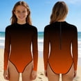 thumbnail image 2 of Swimsuit for Girls, Long Sleeve One Piece Rashguard, Solid Color Beach Vacation Swimsuit for Kids 2-13 Years, 2 of 7