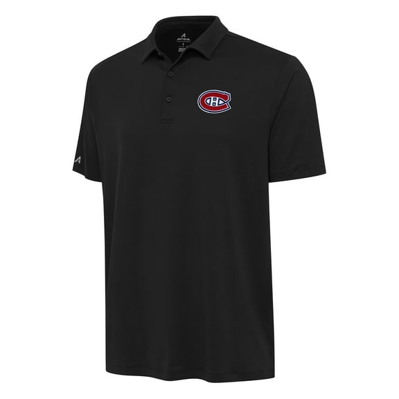Men's Antigua Black Montreal Canadiens Reprocess Polo