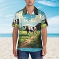 thumbnail image 2 of Susaid Prairie Pasture Cow Print Short Sleeve Shirts Button Down Casual Shirts Summer Beach Aloha Button Down Short Sleeve for Men ,X-Large, 2 of 7