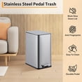 thumbnail image 3 of 2.6 Gallon Stainless Steel Kitchen Trash Can, Step Pedal Rubbish Bin with Soft-Close Lid & Removable Inner Bucket | Narrow Bathroom, Bedroom, Recycle Bin, 3 of 7