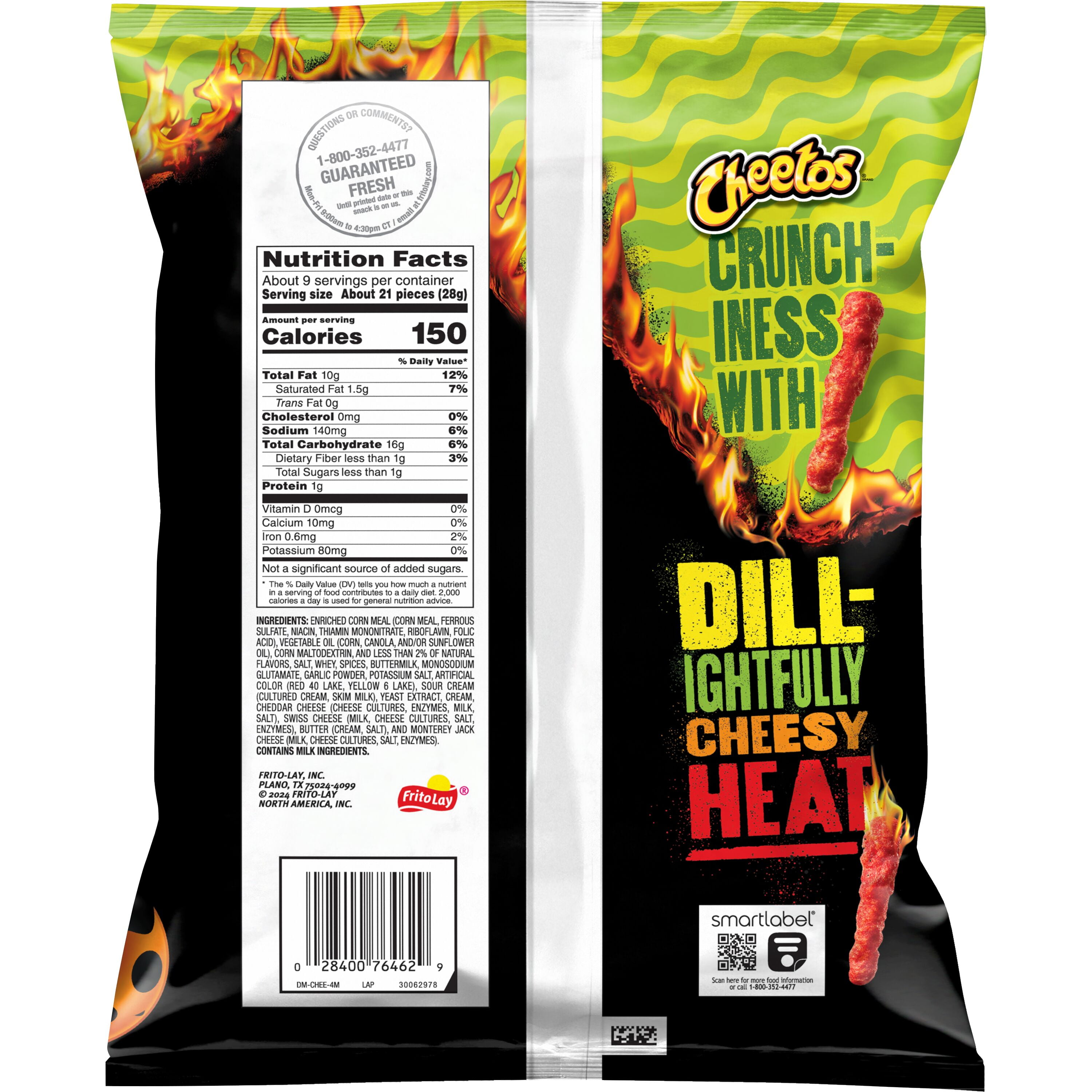 Cheetos Flamin' Hot Dill Pickle Crunchy Cheese Flavored Snacks, 8.5 oz Bag
