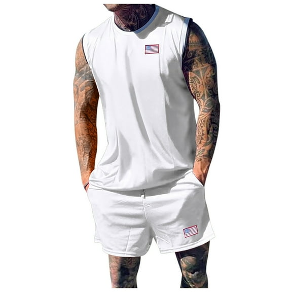 kamemir Beach Outfits Men's 3 Piece Summer Outfits Casual Beach Suit Breathable Comfy Cotton Linen Shirts and Shorts Set Matching Lounge Sets(White,S)