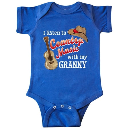 

Inktastic I Listen to Country Music with my Granny Guitar and Hat Gift Baby Boy or Baby Girl Bodysuit