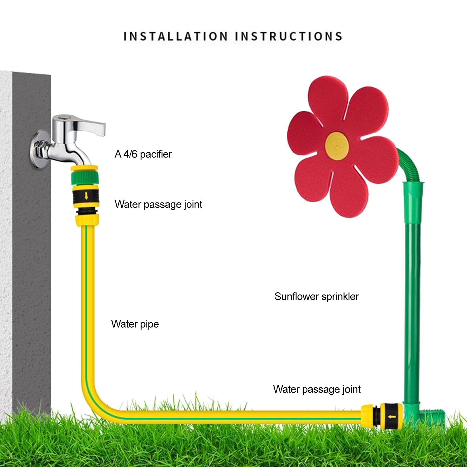 Nuoxin	 Flower Sprinkler 360-degree Rotation Sprinkler Dancing Flower Water Sprinkler 360-degree Rotating Lawn Irrigation System for Kids Pets for Efficient
