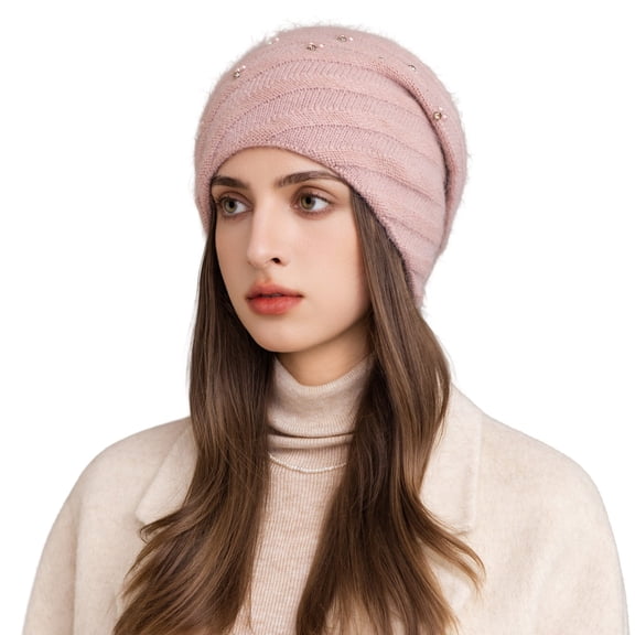 SWSMCLT Women's Knit Beanie Warm Winter Hat Cute Acrylic Soft Fall Fashion Spring Cozy Date Night Beanie Hat Pink One Size