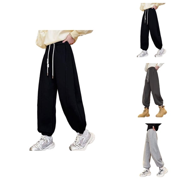 Girls Clothes Girls Sweatpants Solid Color Tapered Pants Casual Active Joggers for Age 4-12 Years
