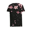 thumbnail image 4 of Womens Summer Tops Short Sleeved Dressy T-Shirts Button Decoration V Neck Shirts Fashion Floral Printing Blouses Casual Loose Pullover Tops, 4 of 5
