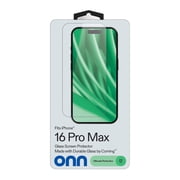 onn Corning Glass Screen Protector for iPhone® 16 Pro Max, Made with Durable Glass by Corning™ for Ultimate Protection, Includes Easy Application Tray