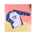 thumbnail image 2 of Yeahdor Boys 2 Piece Swimsuit Long Sleeve Rash Guard Shirts Top with Swim Pants Set UV Protection Navy Blue Shark 18, 2 of 7