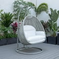 thumbnail image 2 of LeisureMod Mendoza Light Gray Wicker Patio Double Swing Chair in White, 2 of 11