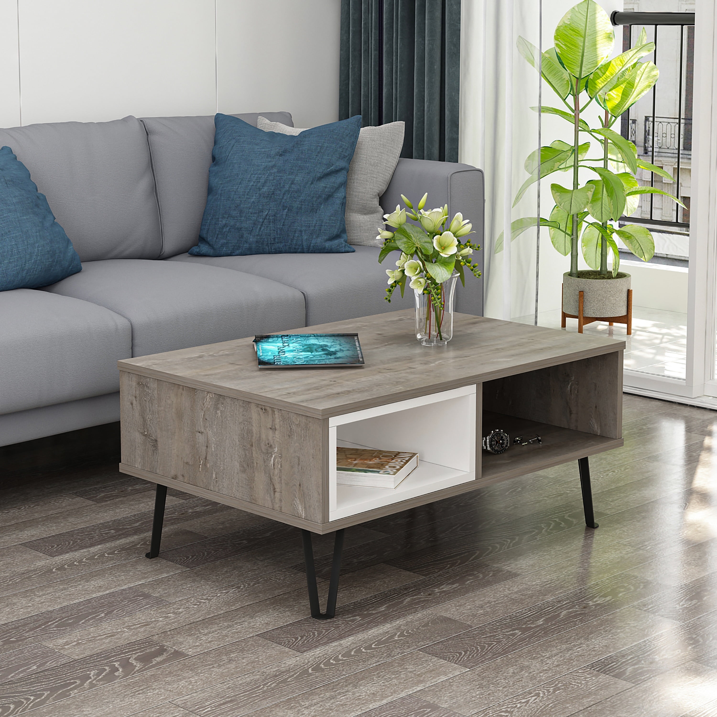 Ada Home Decor Furniture Wenge Mendoz Modern Coffee Table with Storage Shelf