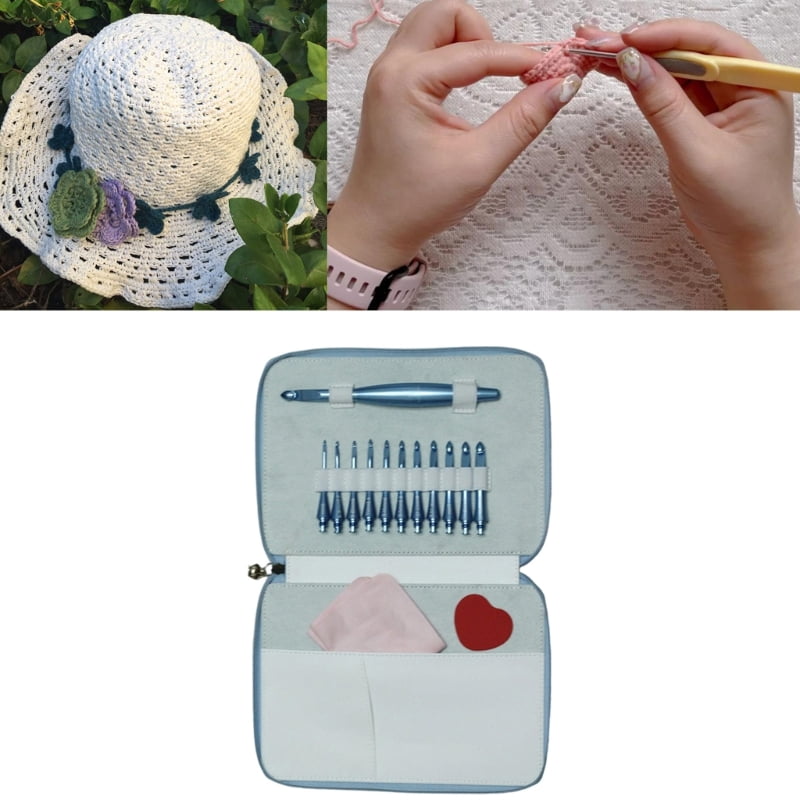 Zecic Ergonomic Grip Aluminum Crochet Hook with 12 Interchangeable Tip Crochet Needle