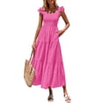 thumbnail image 1 of Vestido PRETTYGARDEN de Verano con Escote Cuadrado Maxi Rosa Fucsia Talle S, 1 of 8