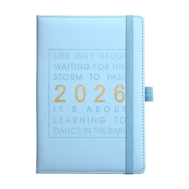 Dvruxg Daily Planner (January to December) – 365 Day Agenda Book with Hourly Schedule, Calendar Pages, Ribbon Bookmark & Elastic Pen Loop – Soft Leather 12-Month Organizer