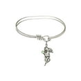 thumbnail image 1 of 5 3/4 inch Oval Eye Hook Bangle Bracelet w/ Guardian Angel medal charm w/ August Green Swarovski Crystal, 1 of 3