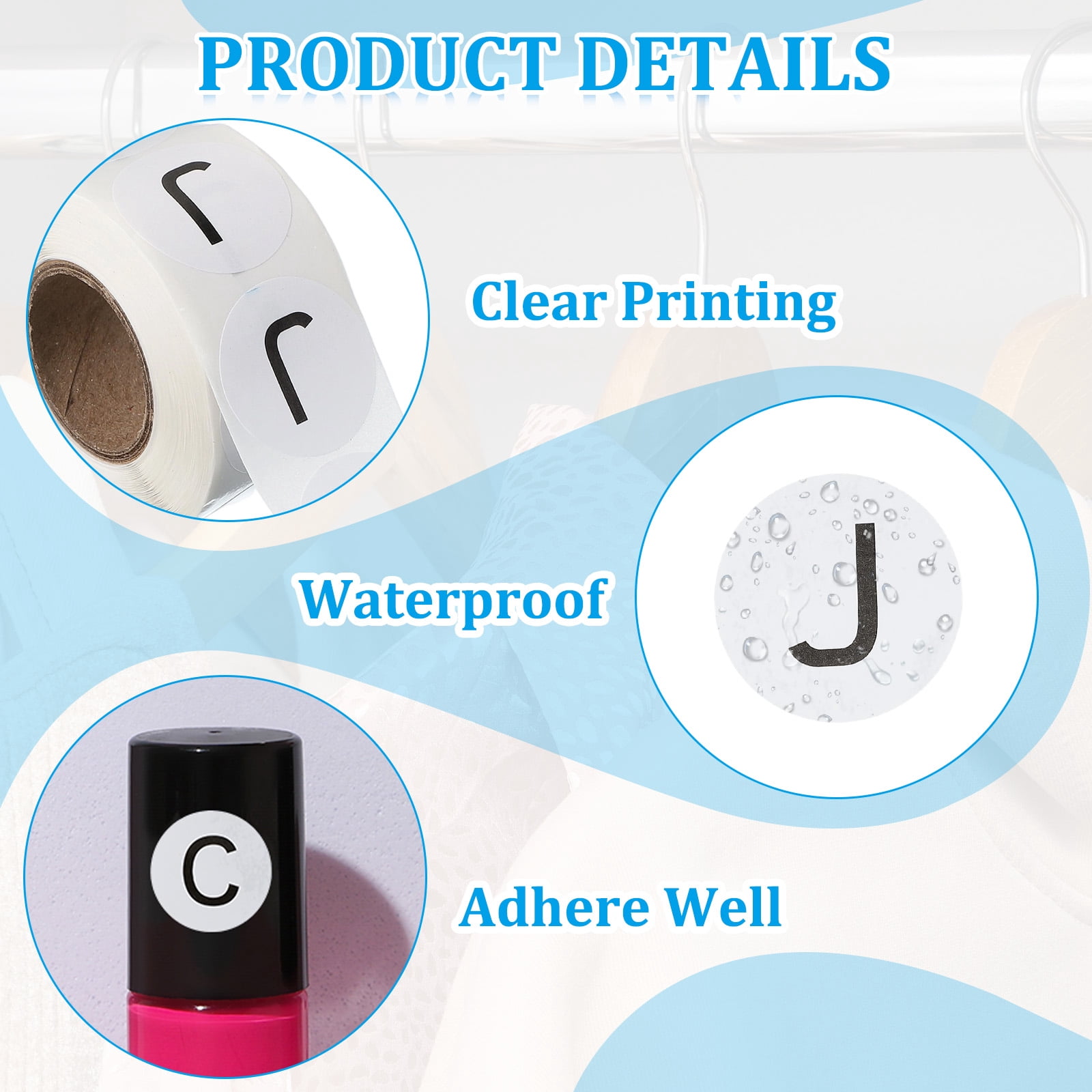 Uxcell 1" Round Letter J Stickers, Self-Adhesive Alphabet Stickers for Organization Storage Inventory 4 Rolls