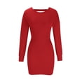 thumbnail image 4 of BangWanChi Red Dresses for Women Women's Casual Fashion Solid Color Flowing Skirt Sexy Hip Wrap Skirt, 4 of 6