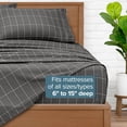thumbnail image 6 of Bare Home Ultra-Soft Sheet Set - Premium 1800 Collection - Deep Pockets - 4-Pieces - California King, Grid - Gray/White, 6 of 8
