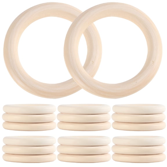 LAMIRO 30Pcs Wooden Rings for Crafts Unfinished Macrame Rings Wood Rings for Jewelry DIY Crafts